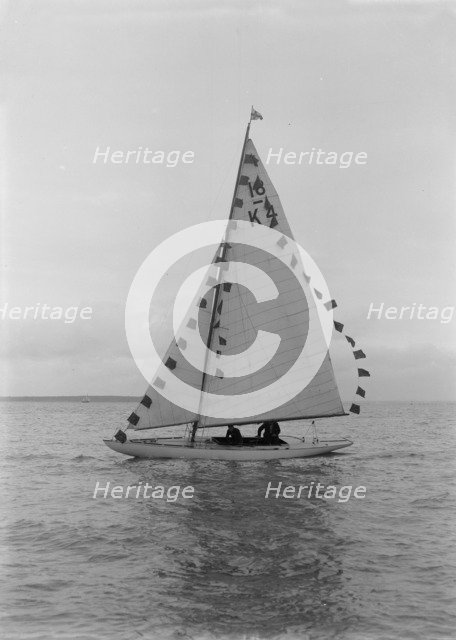 Saling yacht 'Asphodel' (K5) with prize flags, 1922. Creator: Kirk & Sons of Cowes.