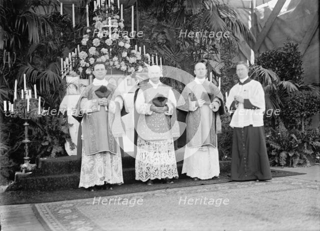 Military Field Mass By Holy Name Soc. of Roman Catholic Church, officiating Priests..., 1910. Creator: Harris & Ewing.