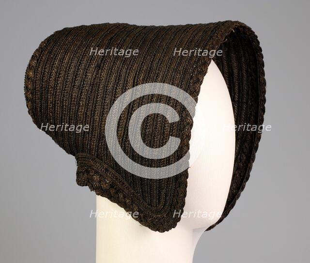 Mourning poke bonnet, American, ca. 1845. Creator: Unknown.