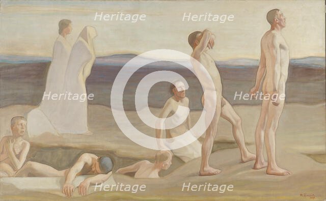 Resurrection, study for the left side of the altarpiece at Tampere Cathedral, 1907. Creator: Magnus Enckell.