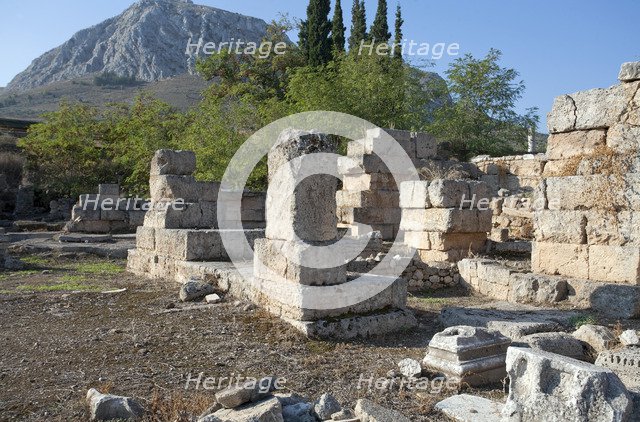 Shops in western Corinth, Greece. Artist: Samuel Magal