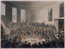 Men watching a cockfight, late 18th-early 19th century. Artist: Thomas Rowlandson