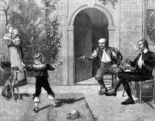 "Early Lessons," by V. W. Bromley, Winter Exhibition of the Society of British Artists, 1874. Creator: Unknown.