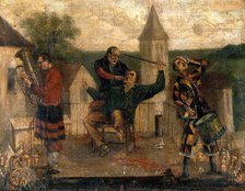 A company of itinerant tooth-drawers performing on a stage, (c1860?). Creator: Unknown.