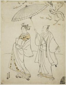 The Actors Ichikawa Komazo I (L) and Nakamura Matsue I (R), c. 1770. Creator: Torii Kiyomitsu.