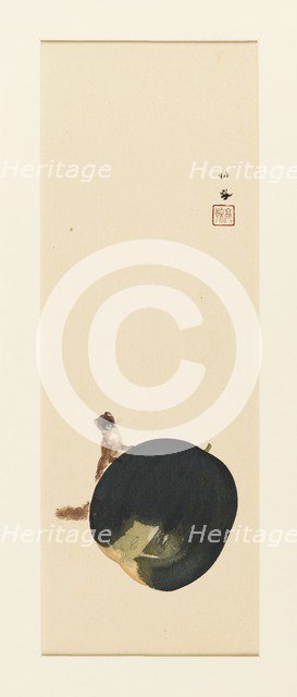 Woodblock print - Squirrel on fruit, late 19th-early 20th century. Artist: Takeuchi Seiko.