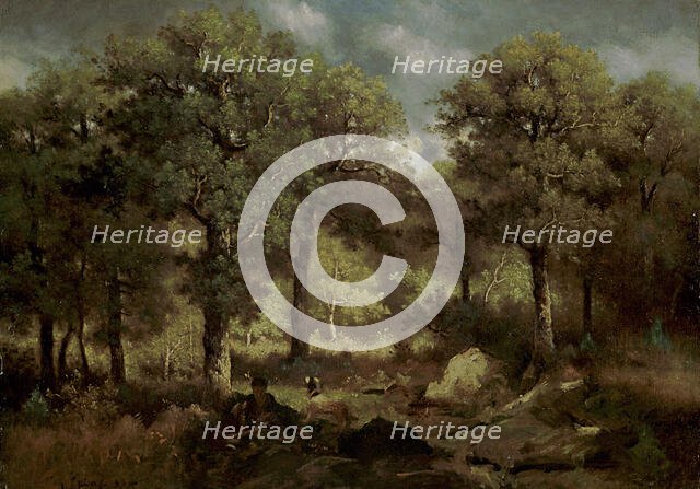 Forest Interior at Fontainebleau; Inside the Forest from Fontainebleau, 1855. Creator: Narcisse Virgile Diaz de la Pena.