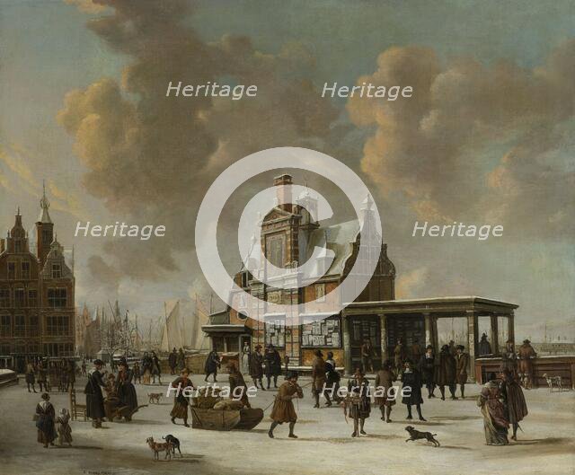 The Paalhuis and the Nieuwe Brug, Amsterdam, in the Winter, 1640-1666. Creator: Jan Abrahamsz Beerstraten.