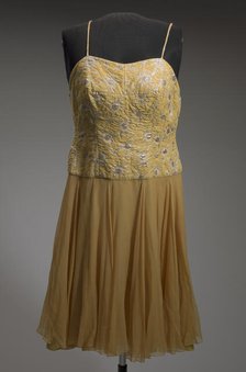 Yellow cocktail dress designed by Don Loper and worn by Ella Fitzgerald, 1950s. Creator: Unknown.