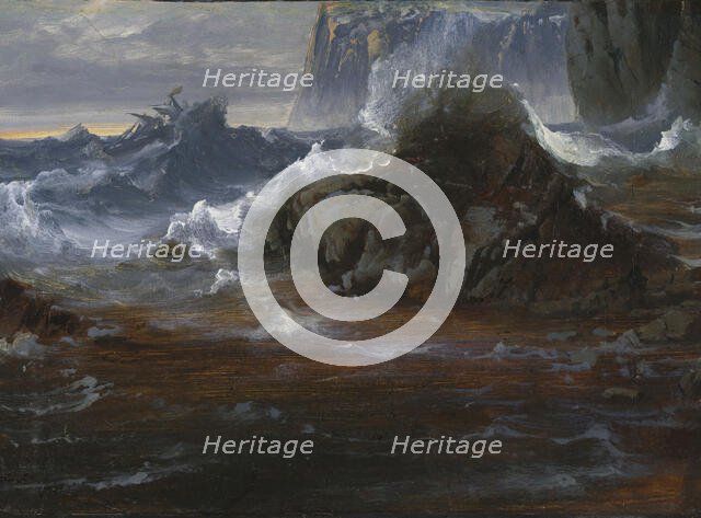 Coastal Cliffs in Stormy Weather, c1840-1880. Creator: Peder Balke.