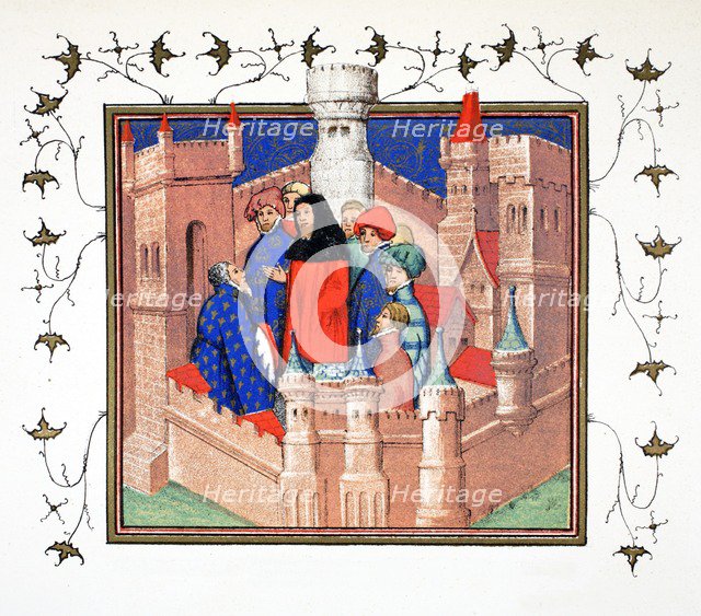 Earl of Northumberland delivering his false message to Richard II, Conway Castle, 19th Century.