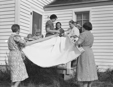 Farm women, members of the "Helping Hand" club..., near West Carlton, Yamhill County, Oregon, 1939. Creator: Dorothea Lange.