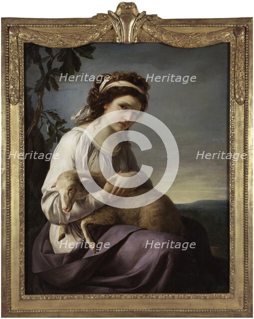 Portrait of a young woman holding a lamb, 1788. Creator: Nanine Vallain.