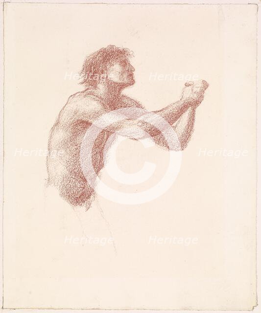 The Hill of Venus - Male Nude - Study of one of the Reapers for Reapers Appealing to Venus, 1866. Creator: Sir Edward Coley Burne-Jones.