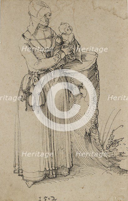 Standing Figure of a Woman holding a Child, 1502. Artist: Albrecht Durer.