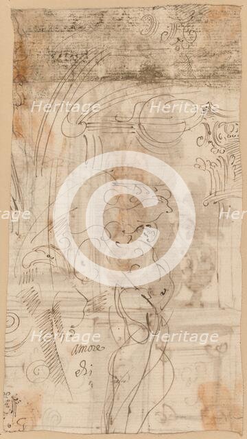 An Architectural Study with an Atlantid. Creator: Unknown.