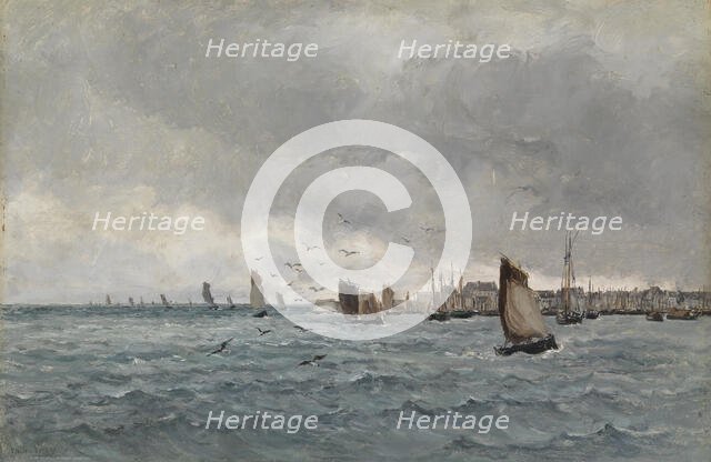 Harbour scene (Concarneau), 1849-1887. Creator: Emile Louis Vernier.