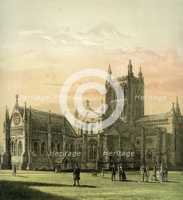 Hereford Cathedral, Herefordshire, c1870. Artist: Hanhart
