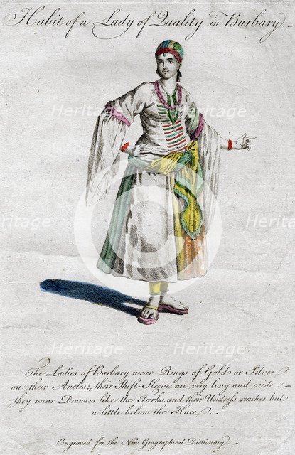 'Habit of a Lady of Quality in Barbary', 18th-19th century. Artist: Unknown