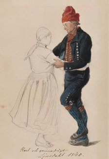 "Karl and woman-dressed, Ljusdahl, 1840",  Creator: Vilhelm Wallander.
