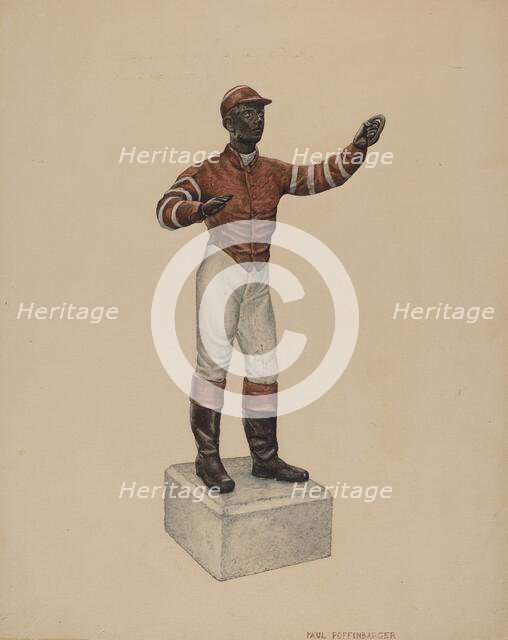 Cast Iron Dobbie: Jockey, c. 1939. Creator: Paul Poffinbarger.