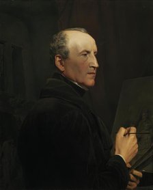 Self-portrait in front of the easel, 1848. Creator: Ferdinand Georg Waldmuller.