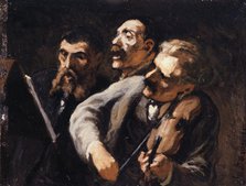 Trio d'amateurs, between 1863 and 1867. Creator: Honore Daumier.