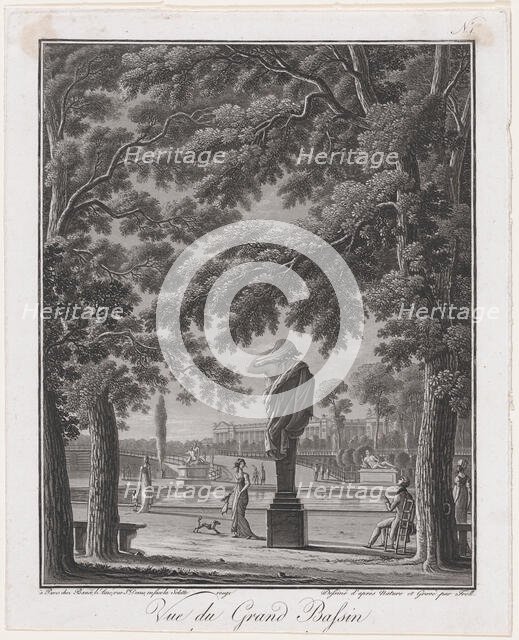 View of the Grand Basin of the Tuileries (behind the statue of Autumn), ca. 1803. Creator: Johann Heinrich Troll.