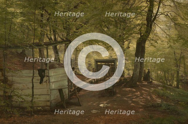 Skittle-alley in Saeby Forest. Spring Morning, 1882. Creator: Carl Frederik Aagaard.