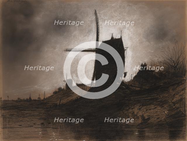 Windmills in a Landscape. Creator: Eugene Deshayes (French, 1828-1890).