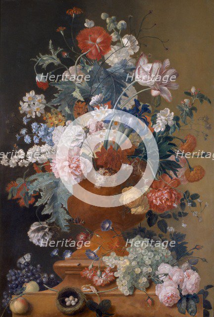'Flowers in a Terracotta Vase', 18th century. Artist: Unknown.