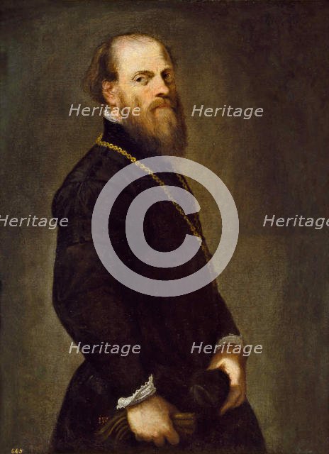 Man with a golden chain, ca 1555. Creator: Tintoretto, Jacopo (1518-1594).