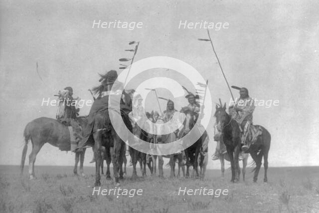 Atsina warriors, c1908. Creator: Edward Sheriff Curtis.
