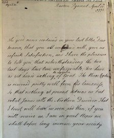 Letter from William Pitt, 1772. Creator: William Pitt the Younger.
