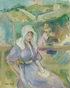 Sur la Plage à Portrieux, 1894. Creator: Morisot, Berthe (1841-1895).