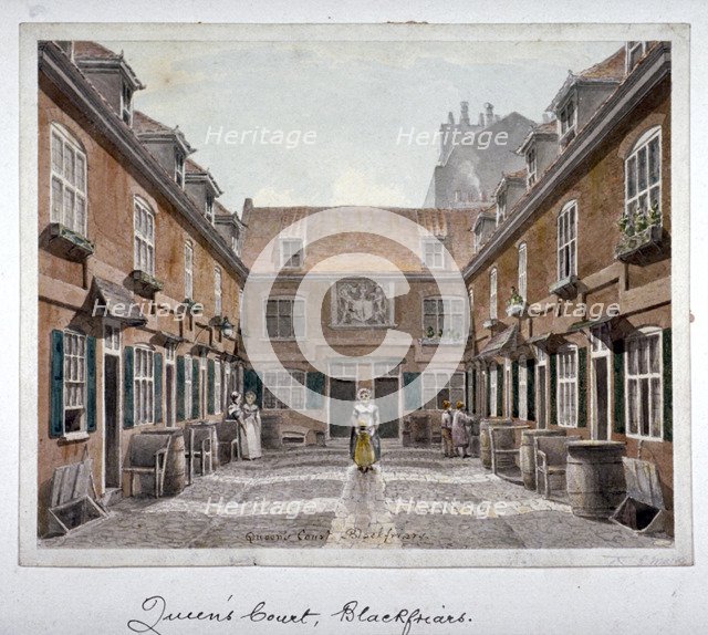View of Queen's Court, Upper Ground Street, Southwark, London, 1830.    Artist: Robert Blemmell Schnebbelie
