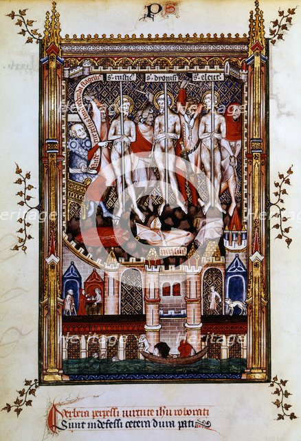 Flagellation of St Denis, St Rustic and St Eleutherius, 1317. Artist: Unknown