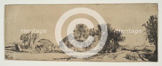 Landscape with a Farmhouse Along a Road Beside a Canal, ca. 1652. Creator: Rembrandt Harmensz van Rijn.