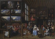A Picture Gallery with an Artist Painting a Woman and a Girl, 1660-1669. Creator: Gillis van Tilborgh the Younger.