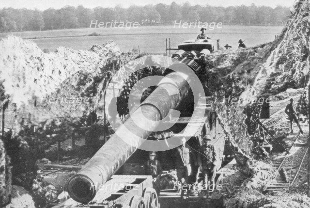 American 14 inch railway gun, Meuse-Argonne Offensive, France, 1918. Artist: Unknown