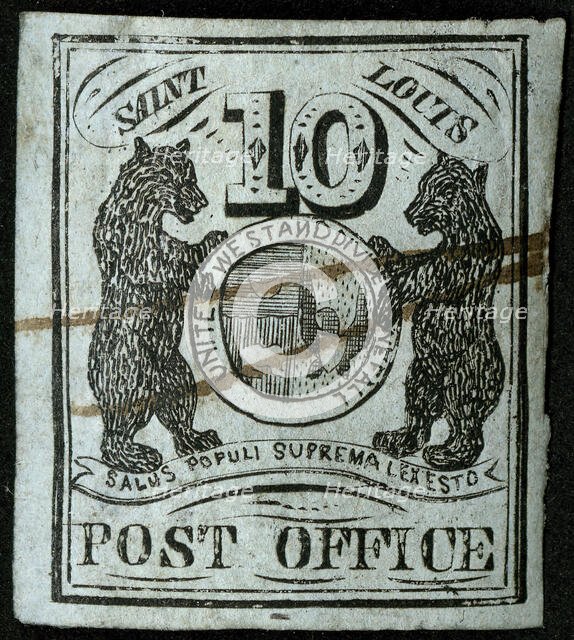 10c St. Louis Bear type I postmaster provisional single, 1845. Creator: Unknown.