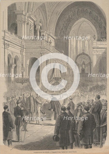 The funeral of Gioacchino Rossini. The consecration in the Church of the Holy Trinity, 1868. Creator: Cosson, Smeeton & Cie  .