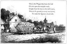 Wagon loaded with sacks of corn on the road to a flour mill, 1860. Artist: Unknown