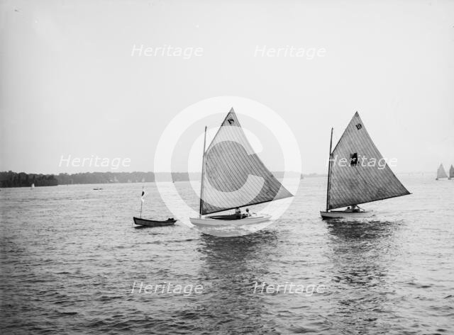 D.B.C.Y. [Detroit Boat Club yacht] regatta, # 18 & # 19, first ground, 3rd turn, c1900-1910. Creator: John S Johnston.