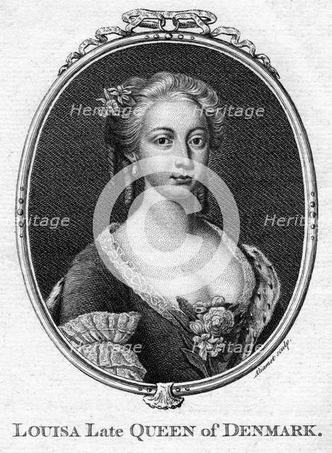 Louisa, Queen of Denmark.Artist: Aliamet