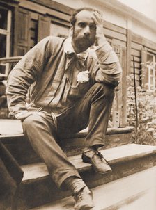 Isaac Ilyich Levitan (1860-1900) in Babkino , 1898. Creator: Anonymous.