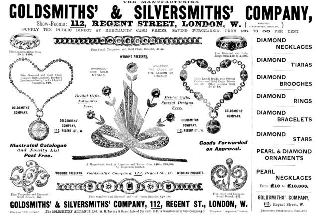 Advertisement for the Goldsmiths' & Silversmiths' Company, 1898. Creator: Unknown.