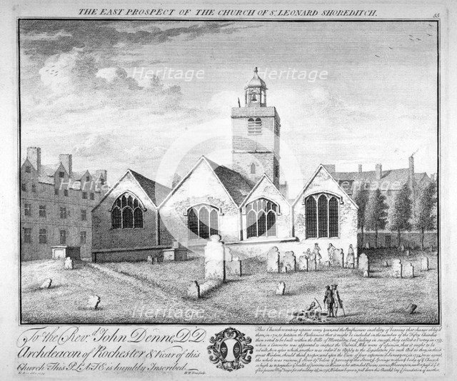 Old St Leonard's Church, Shoreditch, London, 1735. Artist: William Henry Toms