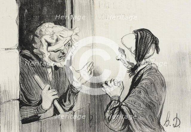 Mon Dieu! m'ame Bombec, qué que vous avez donc attrappé?, 1842. Creator: Honore Daumier.