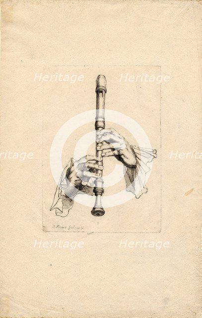 Recorder Player's Hands, um 1700. Artist: Picart, Bernard (1673–1733)
